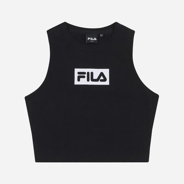 Fila Tričká Damske Čierne - Crop Bez Rukávov Vypredaj - Slovakia 27364-KQVY